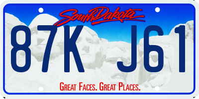 SD license plate 87KJ61