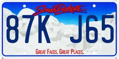 SD license plate 87KJ65
