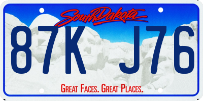 SD license plate 87KJ76