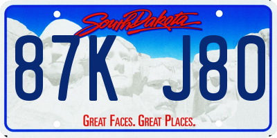 SD license plate 87KJ80