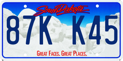 SD license plate 87KK45