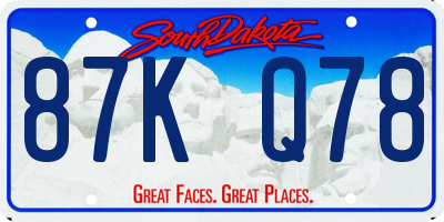 SD license plate 87KQ78