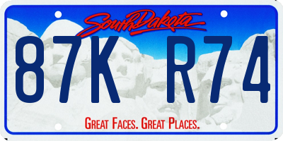 SD license plate 87KR74