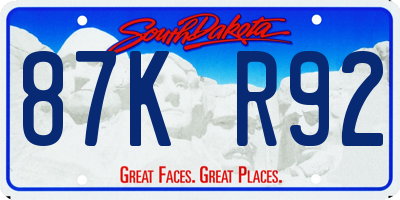 SD license plate 87KR92