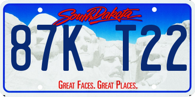 SD license plate 87KT22