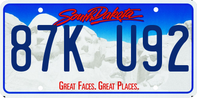 SD license plate 87KU92