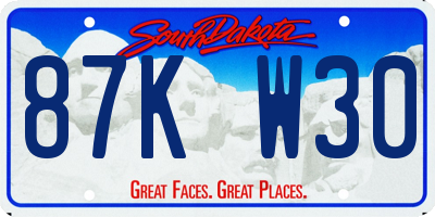 SD license plate 87KW30