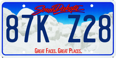 SD license plate 87KZ28