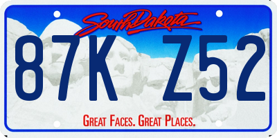SD license plate 87KZ52