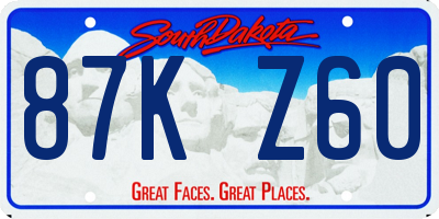 SD license plate 87KZ60