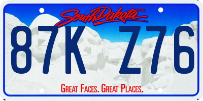 SD license plate 87KZ76