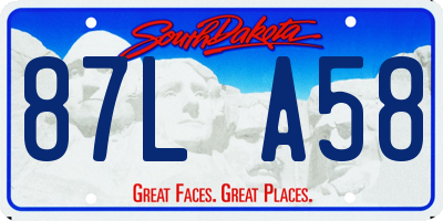 SD license plate 87LA58