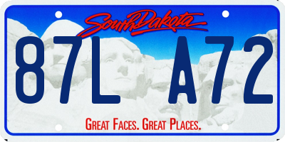 SD license plate 87LA72