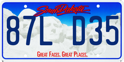 SD license plate 87LD35