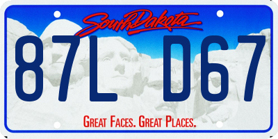 SD license plate 87LD67