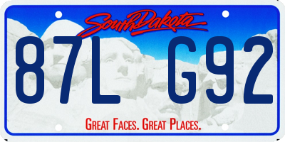 SD license plate 87LG92
