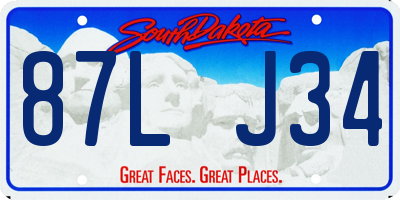 SD license plate 87LJ34