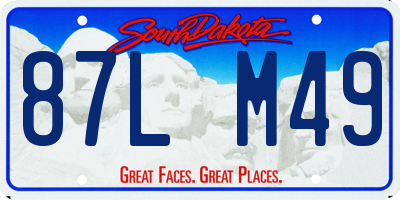 SD license plate 87LM49
