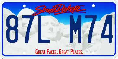 SD license plate 87LM74