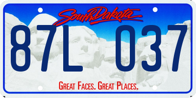 SD license plate 87LO37