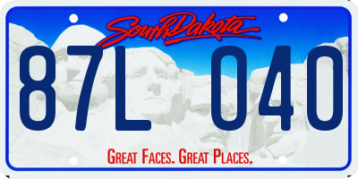SD license plate 87LO40