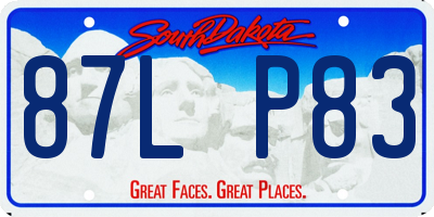SD license plate 87LP83