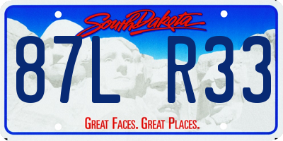 SD license plate 87LR33