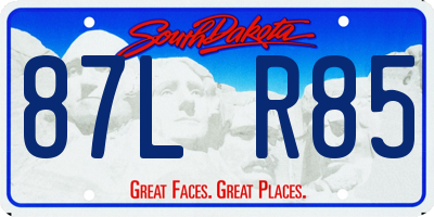 SD license plate 87LR85