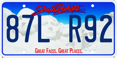 SD license plate 87LR92