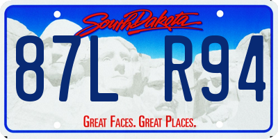 SD license plate 87LR94