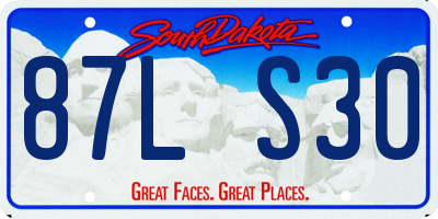 SD license plate 87LS30