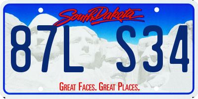SD license plate 87LS34