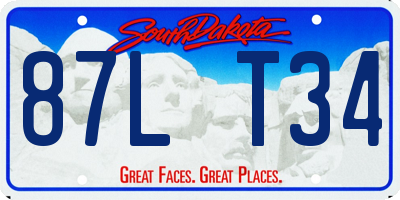 SD license plate 87LT34