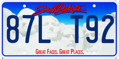 SD license plate 87LT92