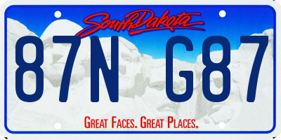 SD license plate 87NG87