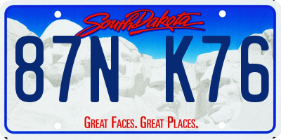 SD license plate 87NK76