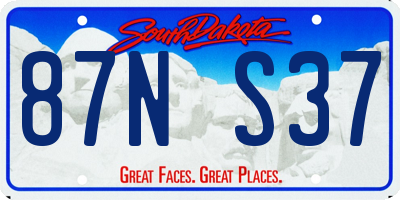 SD license plate 87NS37