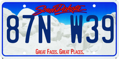 SD license plate 87NW39