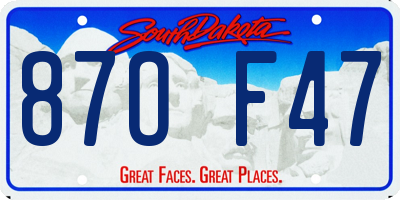 SD license plate 87OF47