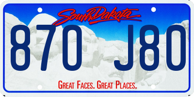 SD license plate 87OJ80
