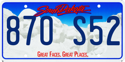 SD license plate 87OS52