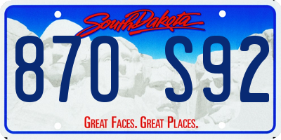 SD license plate 87OS92