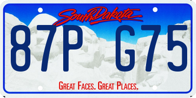 SD license plate 87PG75