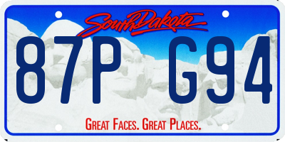 SD license plate 87PG94