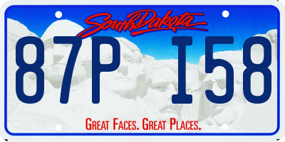 SD license plate 87PI58