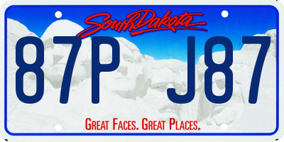 SD license plate 87PJ87