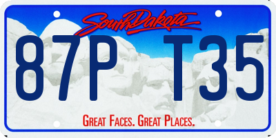 SD license plate 87PT35