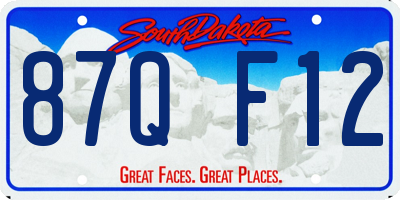 SD license plate 87QF12