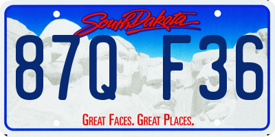 SD license plate 87QF36