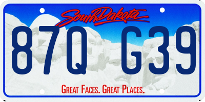 SD license plate 87QG39